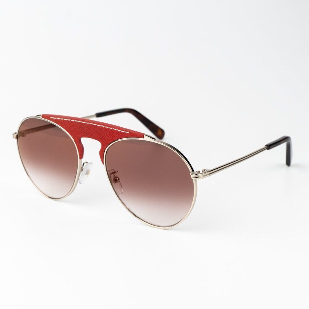 Loewe Women Sunglasses LW40005U 33G Red Leather Brown Gradient Pilot BRAND NEW